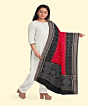 Red Black Sambalpuri Handwoven Single Ikat Cotton Dupatta SFCDUP178A