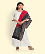 Red Black Sambalpuri Handwoven Single Ikat Cotton Dupatta SFCDUP178A