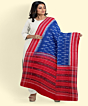 Blue Red Sambalpuri Handwoven Single Ikat Cotton Dupatta SFCDUP182A