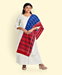 Blue Red Sambalpuri Handwoven Single Ikat Cotton Dupatta SFCDUP182A
