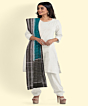Green Black Sambalpuri Handwoven Single Ikat Cotton Dupatta SFCDUP184A