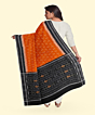 Rust Black Sambalpuri Handwoven Single Ikat Cotton Dupatta SFCDUP186A