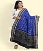 Blue Black Sambalpuri Handwoven Single Ikat Cotton Dupatta SFCDUP187A