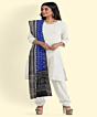 Blue Black Sambalpuri Handwoven Single Ikat Cotton Dupatta SFCDUP187A