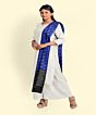 Blue Black Sambalpuri Handwoven Single Ikat Cotton Dupatta SFCDUP187A