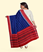 Blue Red Sambalpuri Handwoven Single Ikat Cotton Dupatta SFCDUP190A