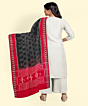 Black Red Sambalpuri Handwoven Single Ikat Cotton Dupatta SFCDUP195A