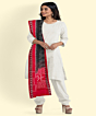Black Red Sambalpuri Handwoven Single Ikat Cotton Dupatta SFCDUP195A