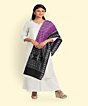 Purple Black Sambalpuri Handwoven Single Ikat Cotton Dupatta SFCDUP197A
