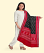 Black Red Sambalpuri Handwoven Single Ikat Cotton Dupatta SFCDUP198A