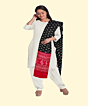 Black Red Sambalpuri Handwoven Single Ikat Cotton Dupatta SFCDUP198A