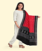 Rust Black Sambalpuri Handwoven Single Ikat Cotton Dupatta SFCDUP200A