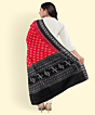 Rust Black Sambalpuri Handwoven Single Ikat Cotton Dupatta SFCDUP200A