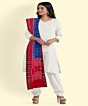 Blue Maroon Sambalpuri Handwoven Single Ikat Cotton Dupatta SFCDUP203A