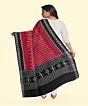 Maroon Black Sambalpuri Handwoven Single Ikat Cotton Dupatta SFCDUP204A
