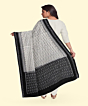White Black Sambalpuri Handwoven Single Ikat Cotton Dupatta SFCDUP206A