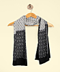 White Black Sambalpuri Handwoven Single Ikat Cotton Dupatta SFCDUP206A
