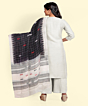 Black White Sambalpuri Handwoven Single Ikat Cotton Dupatta SFCDUP209