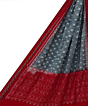 Gray Red Sambalpuri Handwoven Single Ikat Cotton Dupatta SFCDUP2177