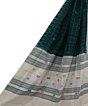 Green White Sambalpuri Handwoven Single Ikat Cotton Dupatta SFCDUP2181