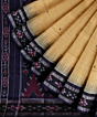 Beige Black Sambalpuri Handwoven Single Ikat Cotton Saree SFCSAR2191