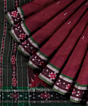 Maroon Green Sambalpuri Handwoven Single Ikat Cotton Saree SFCSAR2192