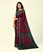 Maroon Green Sambalpuri Handwoven Single Ikat Cotton Saree SFCSAR2192