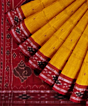 Yellow Red Sambalpuri Handwoven Single Ikat Cotton Saree SFCSAR2194