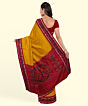 Yellow Red Sambalpuri Handwoven Single Ikat Cotton Saree SFCSAR2194