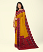 Yellow Red Sambalpuri Handwoven Single Ikat Cotton Saree SFCSAR2194