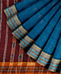 Blue Yellow Sambalpuri Handwoven Single Ikat Cotton Saree SFCSAR2196