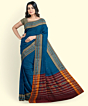 Blue Yellow Sambalpuri Handwoven Single Ikat Cotton Saree SFCSAR2196