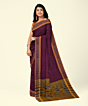 Purple Yellow Sambalpuri Handwoven Single Ikat Cotton Saree SFCSAR2199