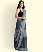 Gray Black Sambalpuri Handwoven Single Ikat Cotton Saree SFCSAR2202