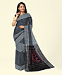 Gray Black Sambalpuri Handwoven Single Ikat Cotton Saree SFCSAR2202