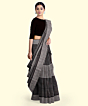 Maroon Black Sambalpuri Handwoven Single Ikat Cotton Saree SFCSAR2203