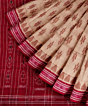 Beige Red Sambalpuri Handwoven Single Ikat Cotton Saree SFCSAR2206