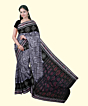 Gray Black Sambalpuri Handwoven Single Ikat Cotton Saree SFCSAR2210