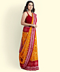 Yellow Red Sambalpuri Handwoven Single Ikat Cotton Saree SFCSAR2212