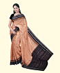 Beige Black Sambalpuri Handwoven Single Ikat Cotton Saree SFCSAR2221