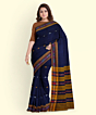 Blue Yellow Sambalpuri Handwoven Single Ikat Cotton Saree SFCSAR2224
