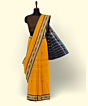 Mustard Black Sambalpuri Handwoven Single Ikat Cotton Saree SFCSAR2228