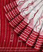 White Red Sambalpuri Handwoven Single Ikat Cotton Saree SFCSAR2232