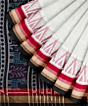 White Black Sambalpuri Handwoven Single Ikat Cotton Saree SFCSAR2235