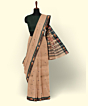 Beige Black Sambalpuri Handwoven Single Ikat Cotton Saree SFCSAR2239