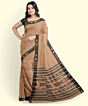 Beige Black Sambalpuri Handwoven Single Ikat Cotton Saree SFCSAR2239
