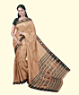 Beige Black Sambalpuri Handwoven Single Ikat Cotton Saree SFCSAR2239