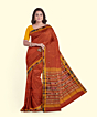 Rust Yellow Sambalpuri Handwoven Single Ikat Cotton Saree SFCSAR2241