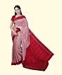 Gray Red Sambalpuri Handwoven Single Ikat Cotton Saree SFCSAR2255