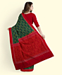 Green Red Sambalpuri Handwoven Single Ikat Cotton Saree SFCSAR2256